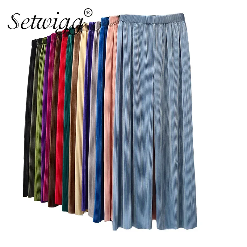 Candy Color Pleated Cool Wide Leg Trousers Female Summer High Waist Dye Tie Leopard Gradient Loose Thin Ankle Pants
