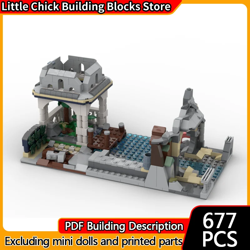 

Модель City Street View MOC, строительные кирпичи, древние исторические руины, модульная технология, детские праздничные подарки, сборка игрушек, костюм