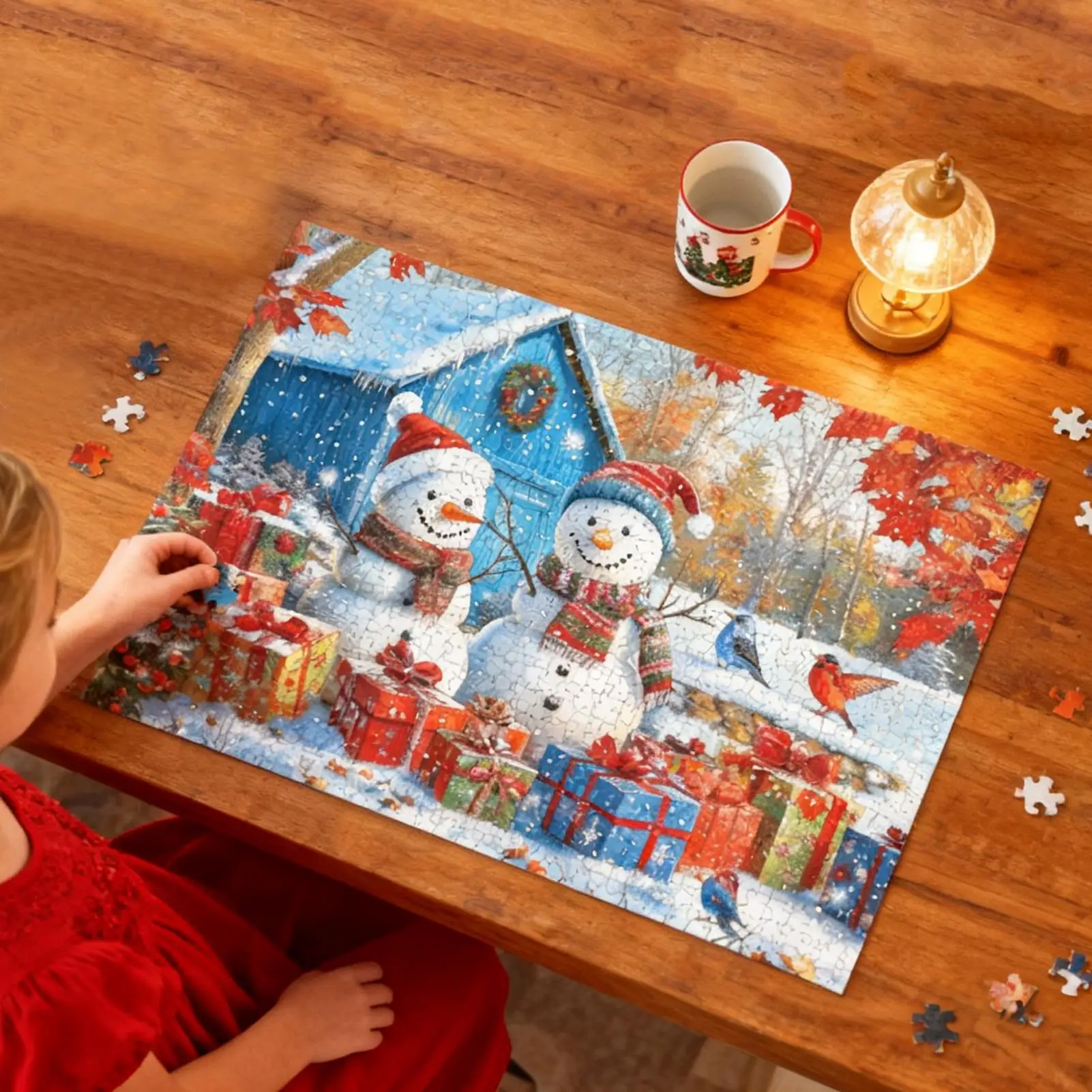 Christmas Jigsaw Puzzle 1000 Pieces Decorative Christmas Snowman Jigsaw Puzzle For Women Men Friends Birthday New Year Home