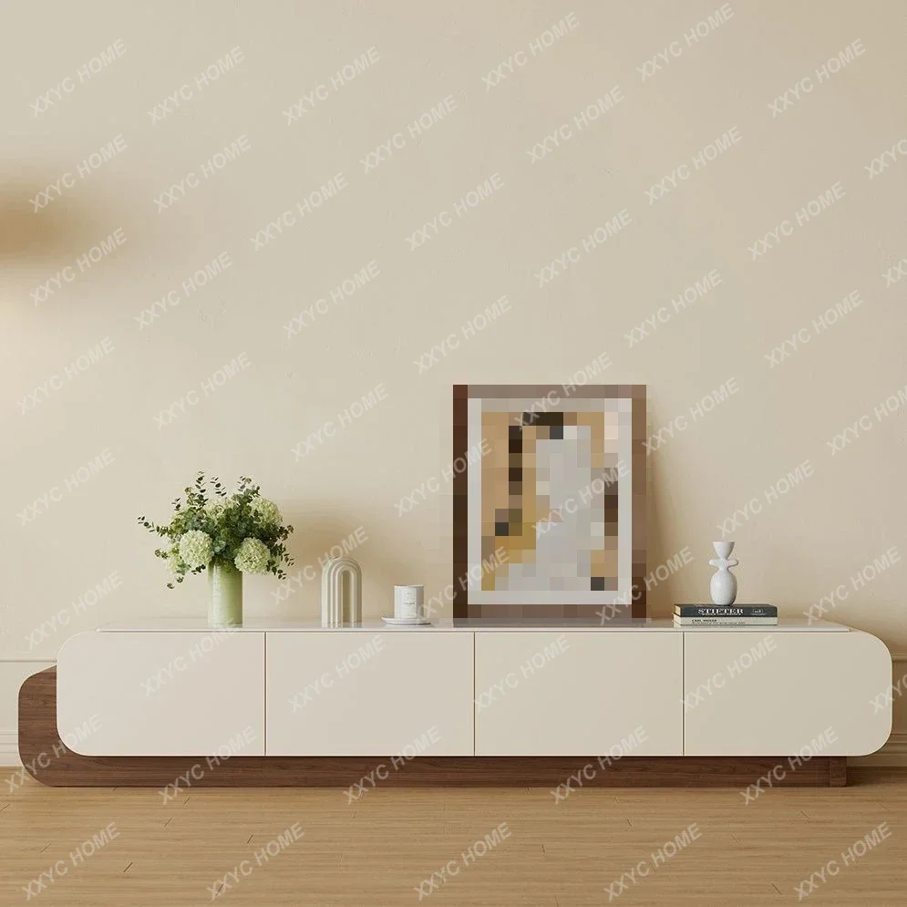 microcrystalline stone retractable TV cabinet light luxury high-end floor-to-ceiling living room home TV cabinet