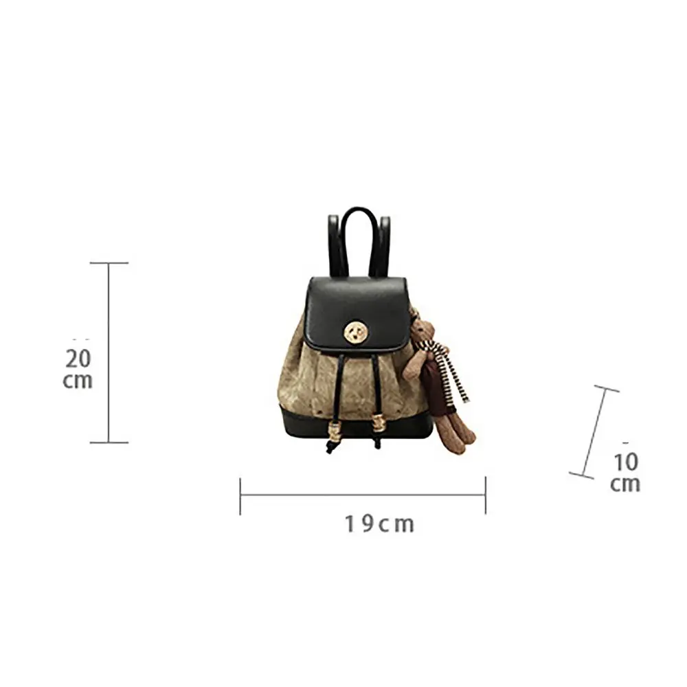 Drawstring Backpack Versatile Korean Style with Pendant Bucket Bag PU Leather Shoulders Bag College Student