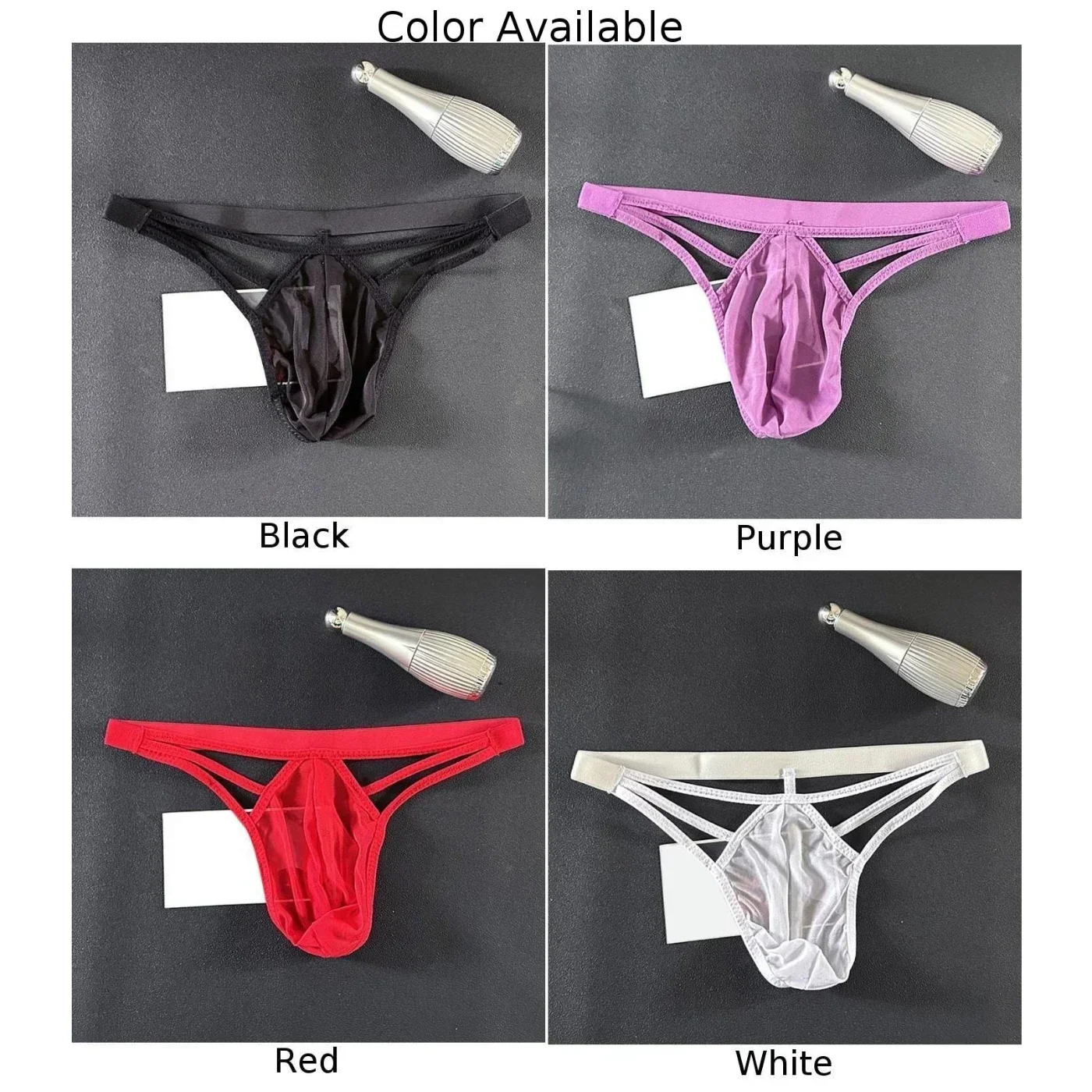 Sexy Men Sissy Bulge Pouch Mesh Lingerie Shorts Low Waist Panties Erotic Hombre Underwear Solid Stretch Exposed Butt Male Briefs