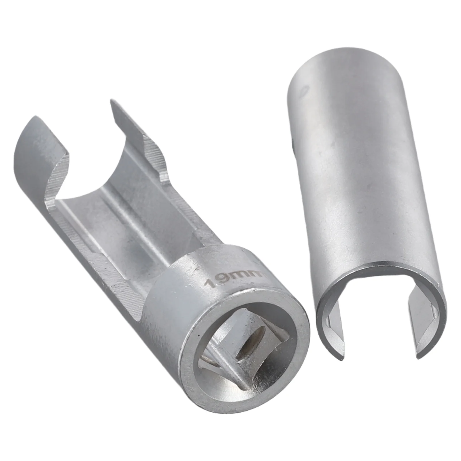 2pcs Diesel Fuel Injector Pipe Removal Wrench Set 17mm 19mm Hexagonal Opening Sleeve Metal Hand Tool For Elbow Nut Bolt Disassem