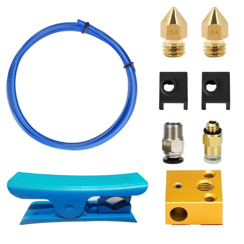 FOR 3D Nozzle Accessories Heating Block PTFE Teflon Tube Cutter Pneumatic Connector Kit Feed Nozzle Kit