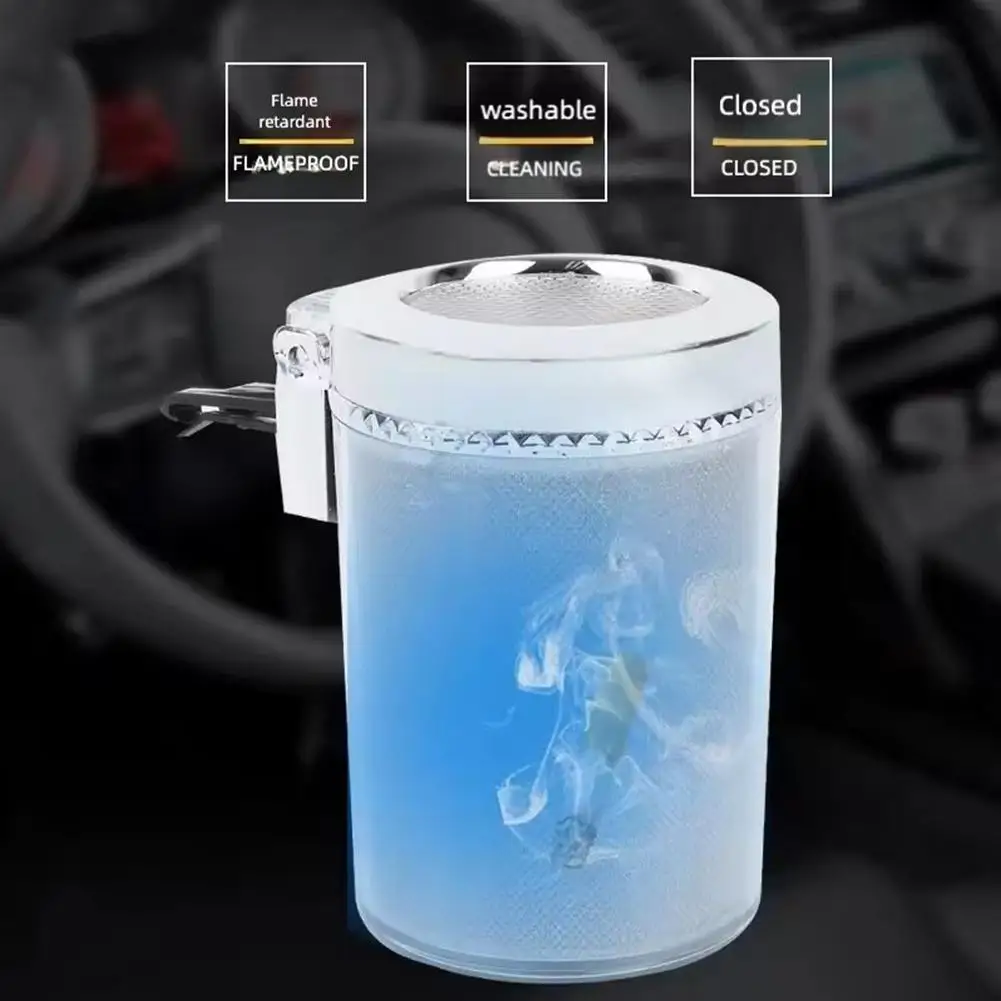 

Car air outlet Clip Ashtray With LED Light Universal Auto Cigarette Tray Smokeless Retardant Ashtray Holder Ash Box Flame R6U3