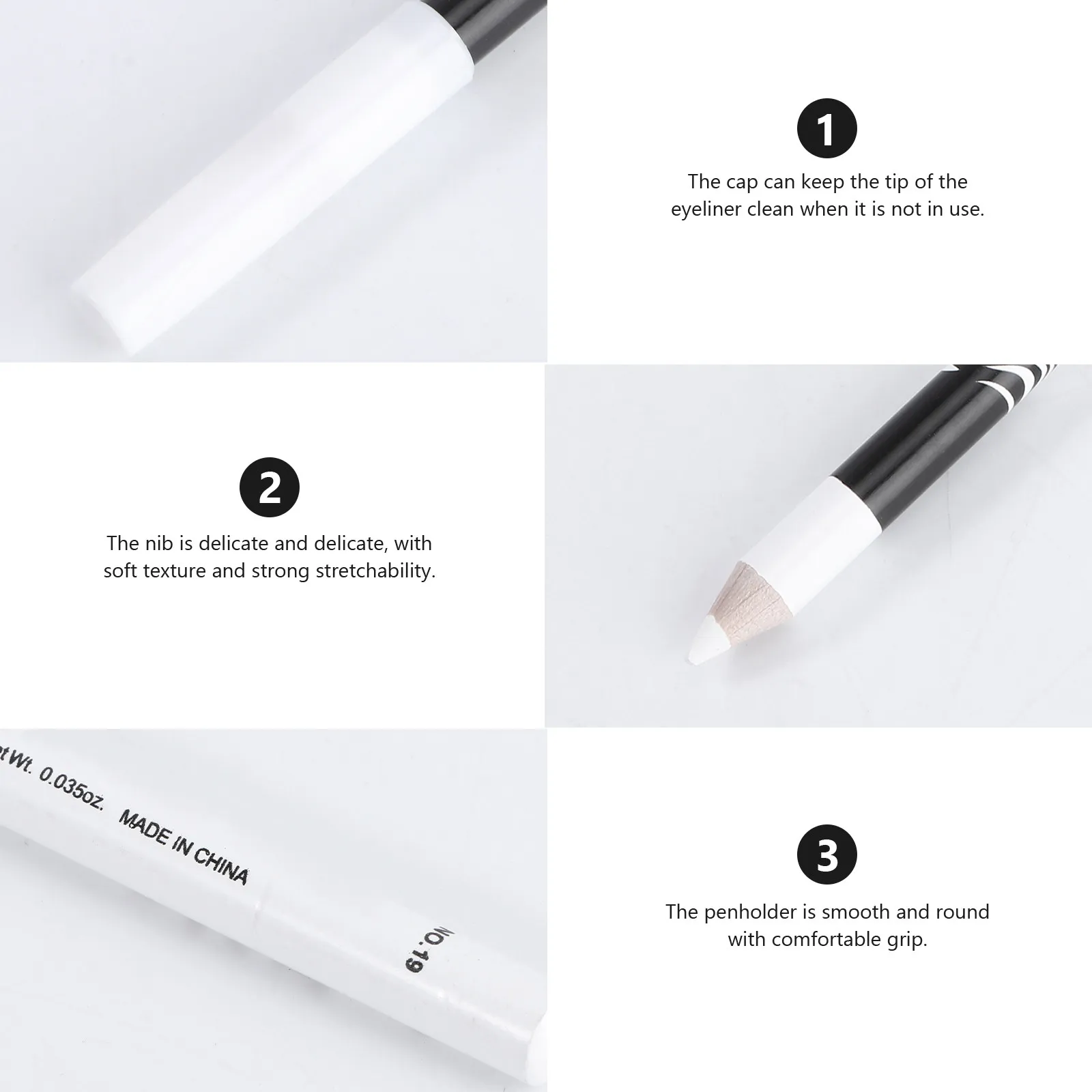 12 قلم كحل أبيض للماكياج برأس دقيق وعالي التصبغ ومقاوم للماء وطويل الأمد لإبراز العيون وتحديد خط العين