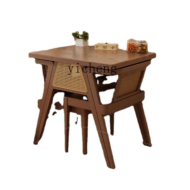 

Yy Solid Wood Small Square Table New Chinese Dining Table and Chair Rectangular Small Apartment Home Table