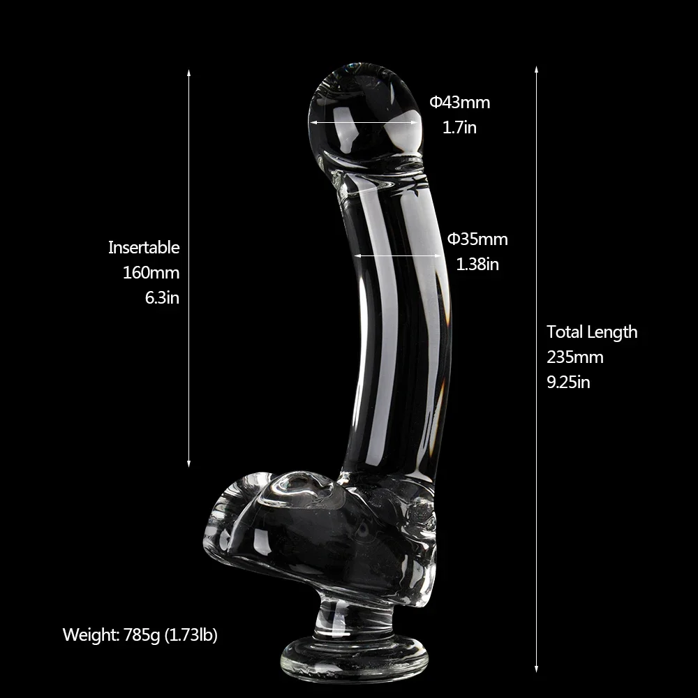 9 Inch Big Glass Dildo Gode Clear Pyrex Glass Large Dick Huge Dildo Realistic Strapon Penis Adult Supplies Sex Toys for Woman