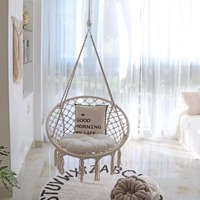 Home Decoration Hammocks Hanging Chair Tasseled Cotton Rope Braid Nordic Luxury Hammock Big Modern Creative Comfort Hammocks