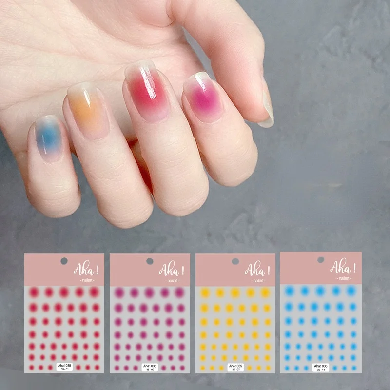 

Small Nail Sticker 3D Decal Valentines Day Korean Gradient Candy Colors Press on Nails Art Designer Japanese Tips Stickers