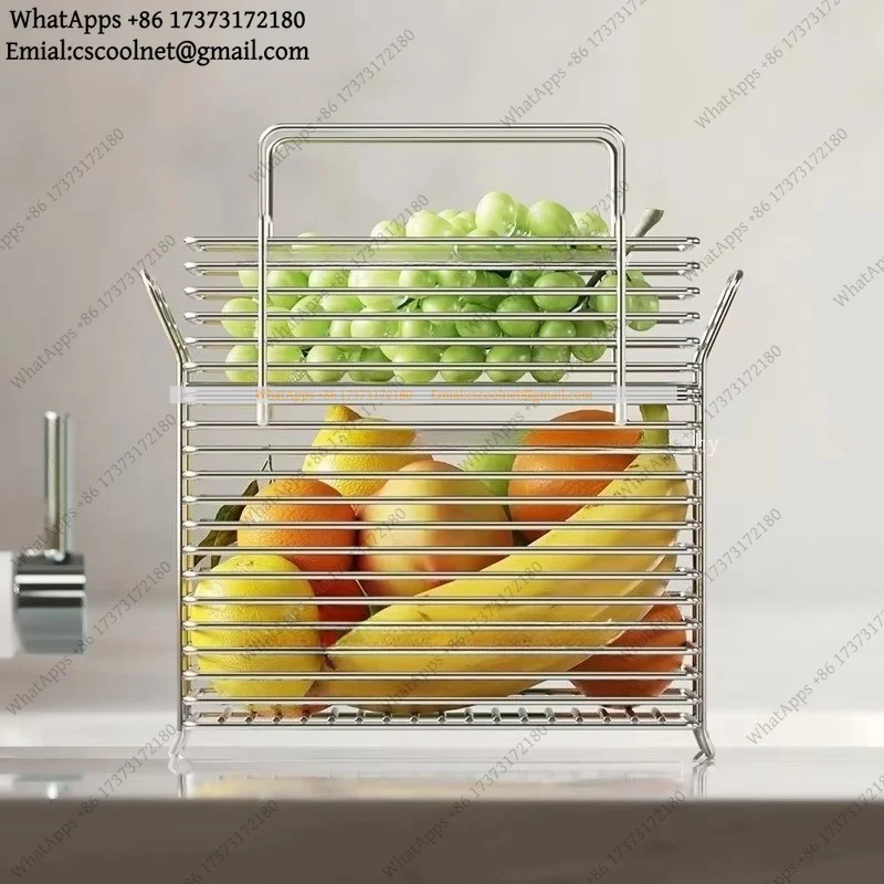 k3 304 Stainless Steel Stackable Storage Basket, Kitchen Fruit Vegetable Produce Organizer Rack, Countertop Pantry Shelf
