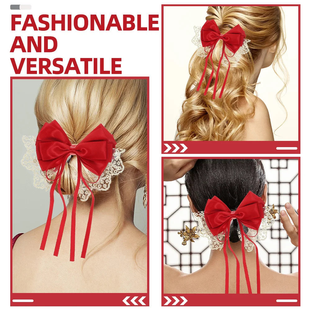 

2Pcs Butterfly Bow Hair Clips Elegant Lace Metal Decorative Hairpin Cute Ribbon Hair Accessories for Women Bow Barrette Clips