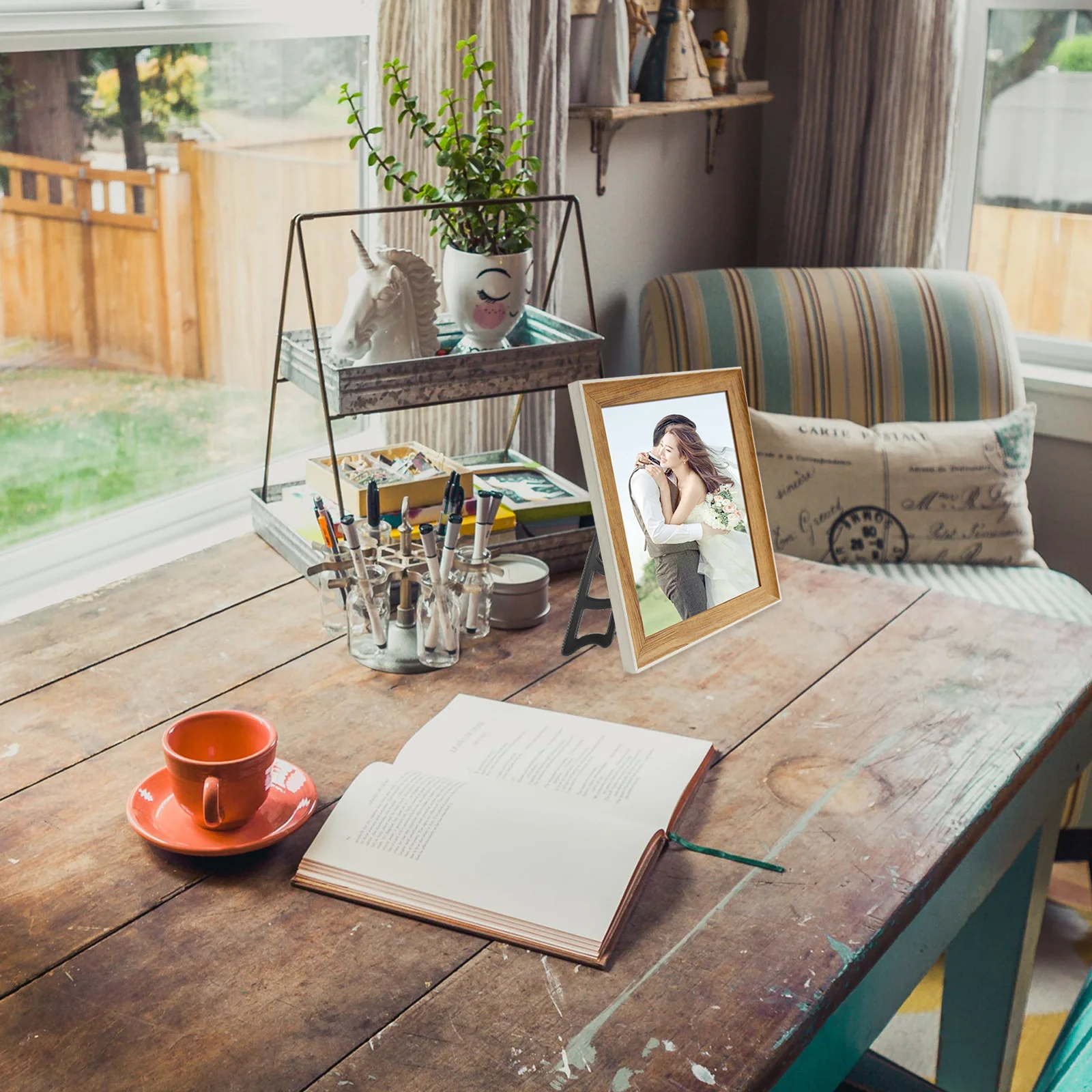 

50pcs Trapezoid Display Stands Plastic Photo Frame Racks For Desktop Artwork Picture Holder Home Office Organizer