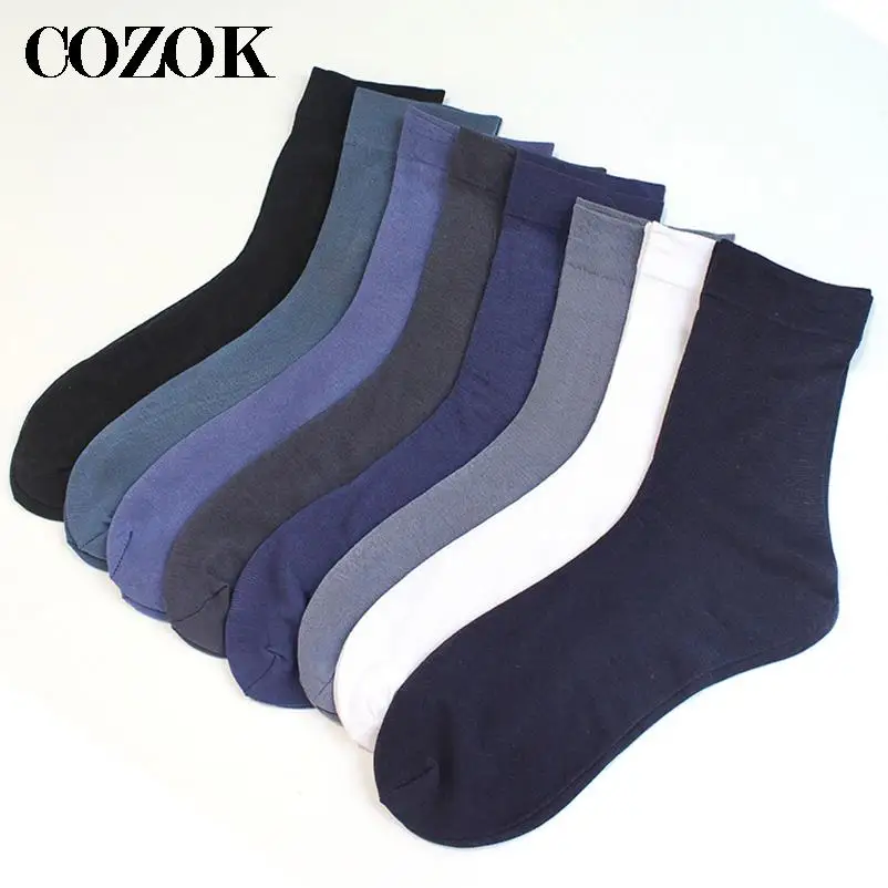 5 Pairs/lot High Quality Men Silk Navy Black Socks Summer Autumn Transparent Business Casual Men Dress Suit Formal Middle Socks