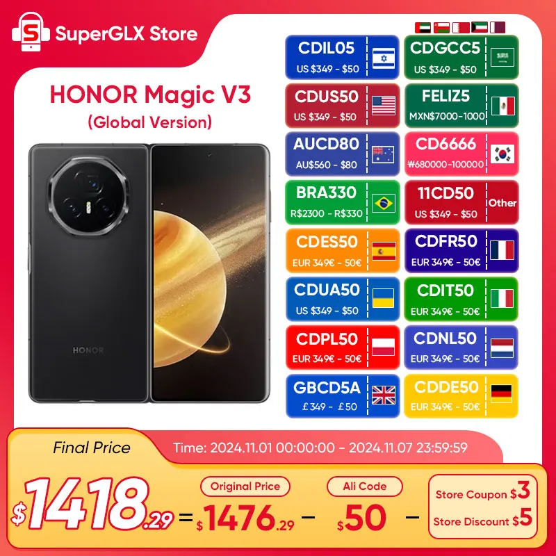 Globale Versie Eer Magie V3 5G Opvouwbare Ltpo Amoled 120Hz Display 7.92 "50mp Drievoudige Camera 'S Snapdragon 8 Gen 3 5150Mah 66W Nfc