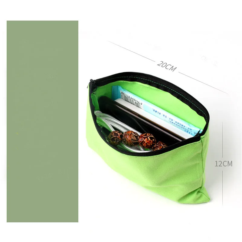 20pcs 12x20cm Makeup Pouch Canvas Bags With Zipper For Pencil Pen Case Bag Money Jewelry Storage Bags Custom Logo Print