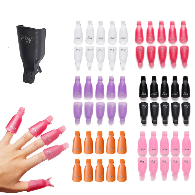 10 Peças/Saco de Clips Coloridos de Acrílico para Remoção de Unhas Postiças, Ferramentas de Limpeza de Unhas, Manicure, Gel UV, Ferramentas para Remoção de Esmalte em Gel para Dedos