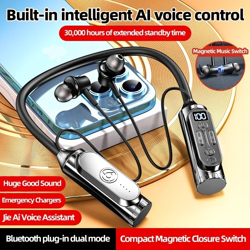 

Wireless 6.0 Bluetooth Earphones Magnetic Sports Running Waterproof Bluetooth Headset Neckband Sport Earbuds Noise Reduction