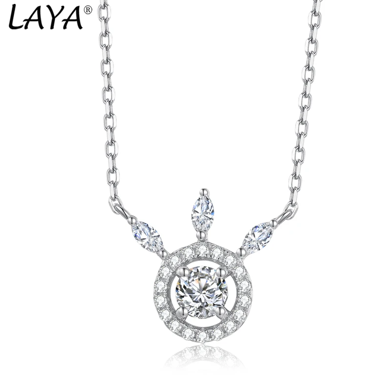 

LAYA 0.5 Carat Round Brilliant Cut Diamond Test Passed D Color All Moissanite Pendant Necklace 925 Sterling Silver Jewelry