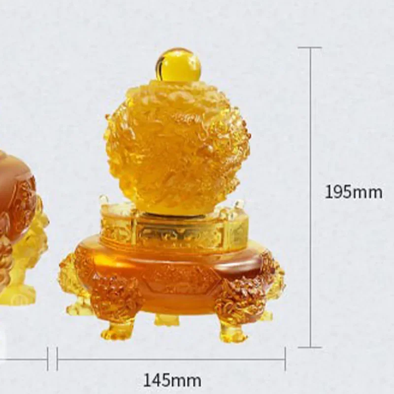 Adorno de dragón Ding de cristal antiguo, artesanías de oficina, año del dragón, adorno de buena suerte, regalos de apertura de empresa Ding