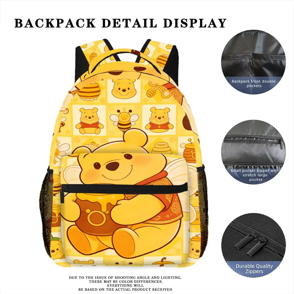 Disney Winnie the Pooh Backpack, Casual Bag, Large Capacity, High-Quality Gift, Personalized Daily Use