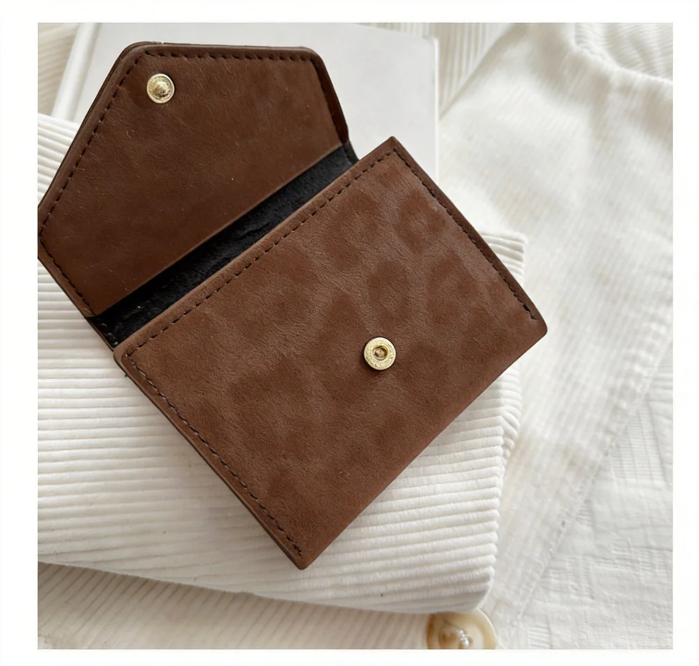 Leopard Print Card Holder Compact Credit Card Case Pu Leather Wallet Fashion Tri-Fold Coin Purse For Handbag Gift Pocket