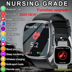 2025 New Accurate Measure Blood oxygen Lipids Uric Acid Smart Watch Men ECG Blood Pressure Health SmartWatches For Android ios