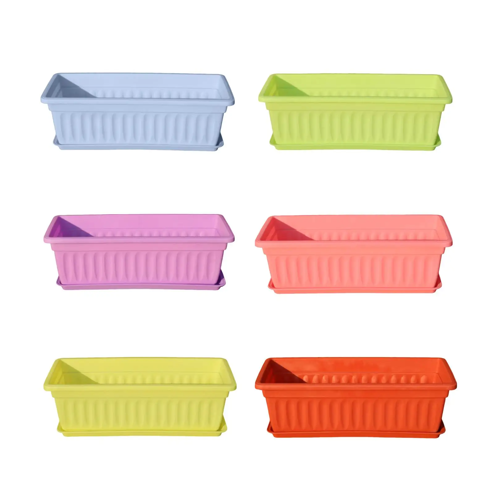 Flower Pot Window Box Planter Vegetable Planting Box Vegetable Outdoor Indoor with Saucers Decoration for Fence Office Garden