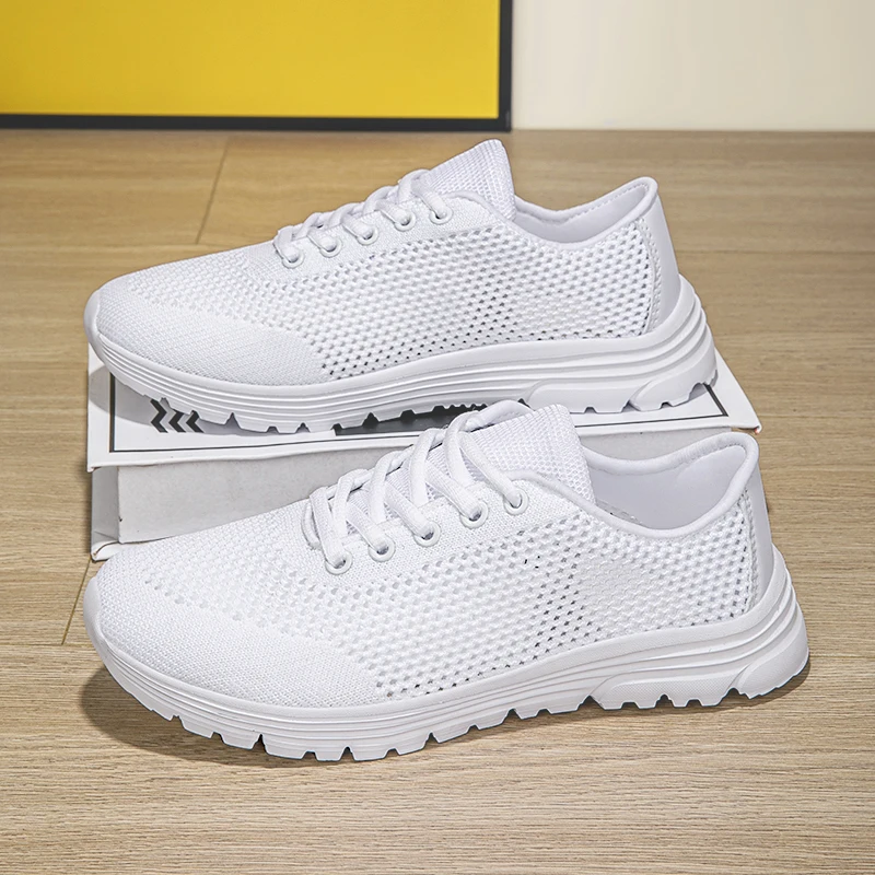 

Summer New Mesh Casual Shoes Soft Lightweight, Convenient and Elastic Sports Shoes Solid Color Odor Proof Low Top Running Shoes