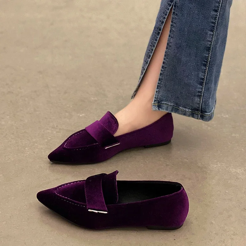 Women Flats Ballet Dance Pointed Toe Sandals Shoes 2023 Spring New Designer Loafers Shoes Suede Casual Sport Walking Zapatillas