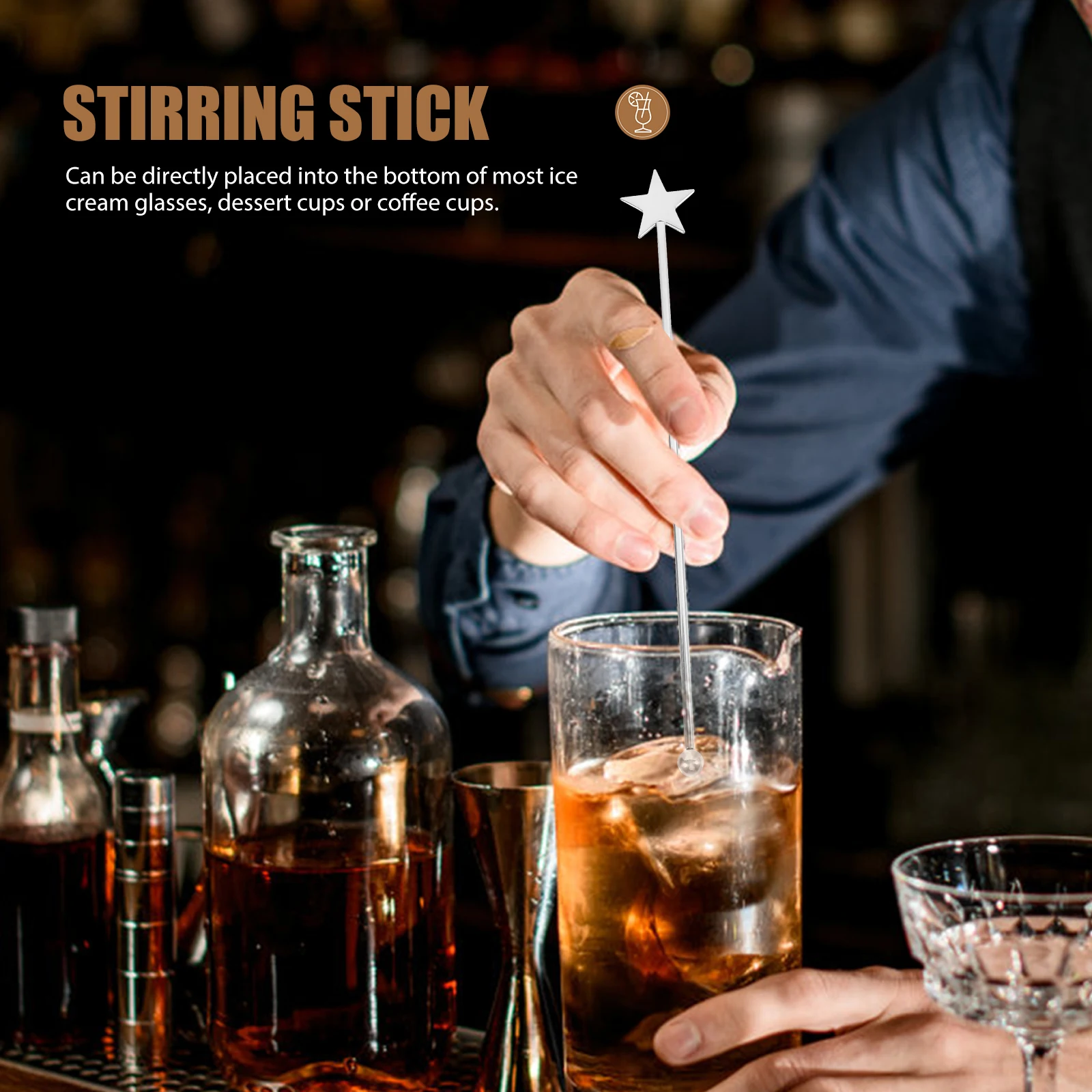 

5pcs Stainless Steel Drink Stirrers Reusable Beverage Mixing Sticks For Bar Party Wedding Restaurant Family Gathering Cocktail