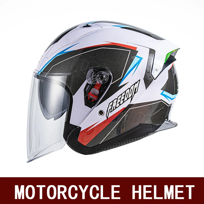 

Мотоциклетный шлем, мужской и женский полушлем, универсальный солнцезащитный козырек с двумя линзами, шлем 3/4, мотоциклетный ретро круизный автомобиль, безопасный помощник