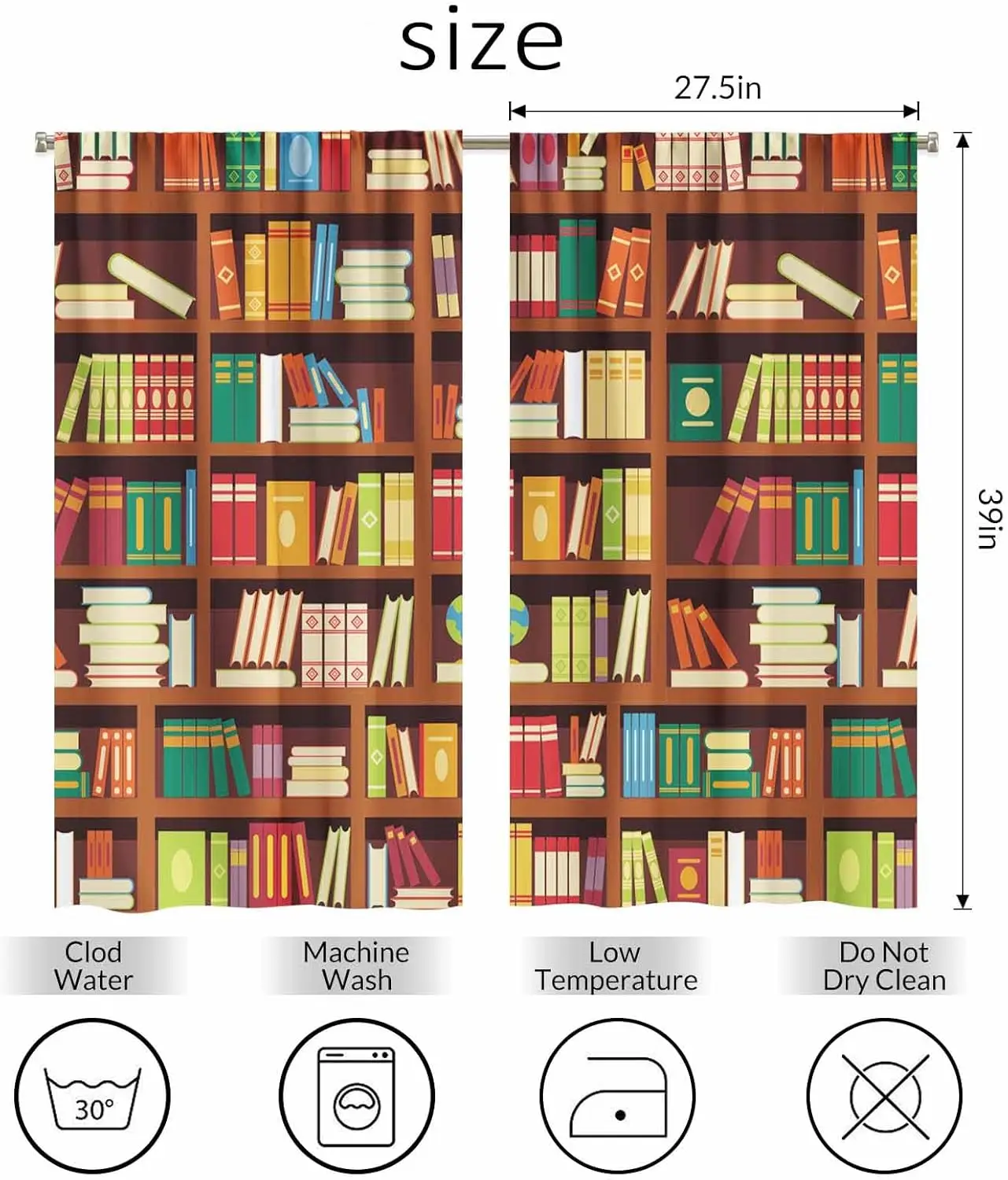 Book Shelf Kitchen Curtains Library Bookcase Literature Books Dictionary Reading Short Tier Curtains Bathroom Cafe Small Window