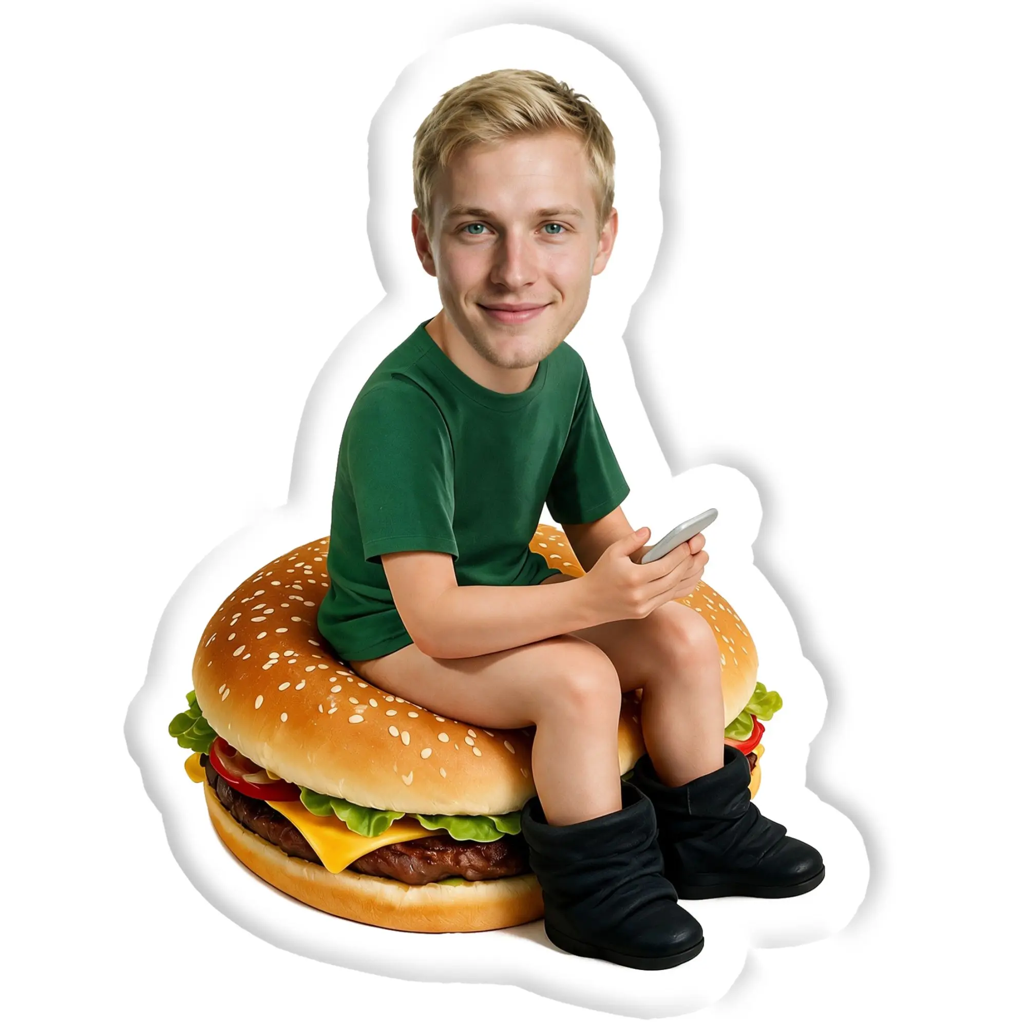 Customized Photo Personalized Head Custom Pillow Humorous Hamburger Interesting Gift  Cushions for Bed Sofa Home Decoration