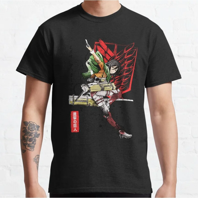 

Soldier Mikasa Ackerman ATTACK ON TITAN Anime T shirt for man Large size Tops Manga Graphic Print Y2k Clothes Cartoon Tee