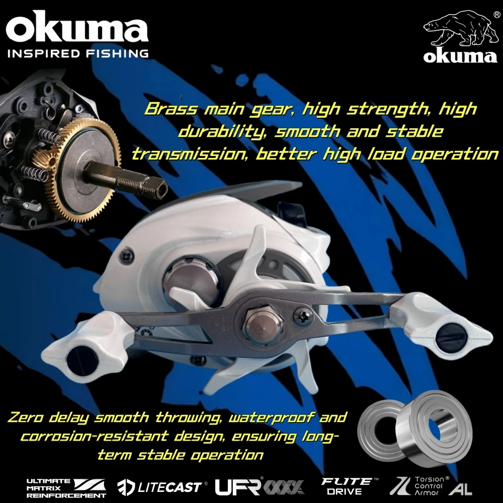 Imagem -04 - Okuma Baitccasting Far Throw Carretéis de Pesca Drip Reels 8kg Max Drag Ultra Light Gear Ratio 7.0:1 Gift Line