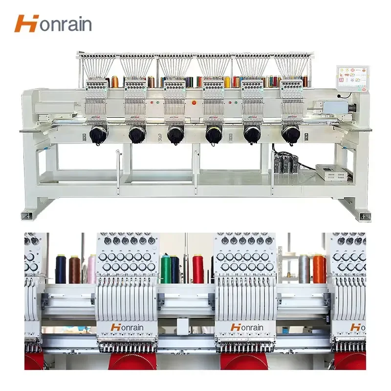 HONRAIN Multi Needles 6 Head Flat or Cap Embroidery Machine Computerized Easy to Operate