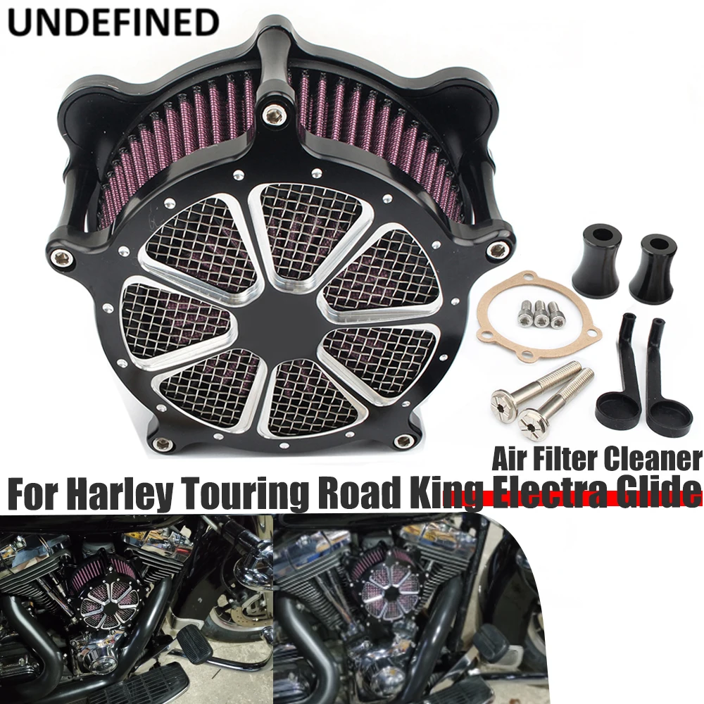 Motorcycle Venturi Cut Air Filter Cleaner Intake System Black For Harley Dyna Twin Cam Softail Touring Road Street Glide FLH