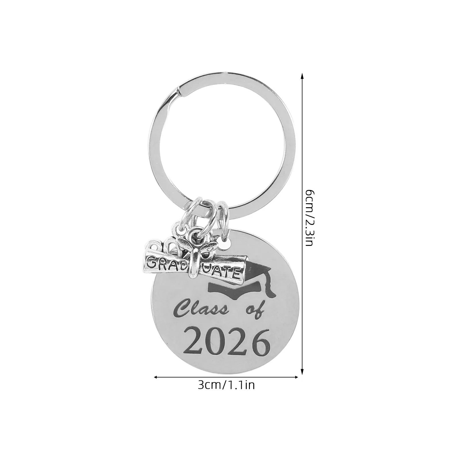 Class of 2026 Graduation Keychain Stainless Steel Graduation Party Favor Souvenir Motivational Academic Achievement Charm