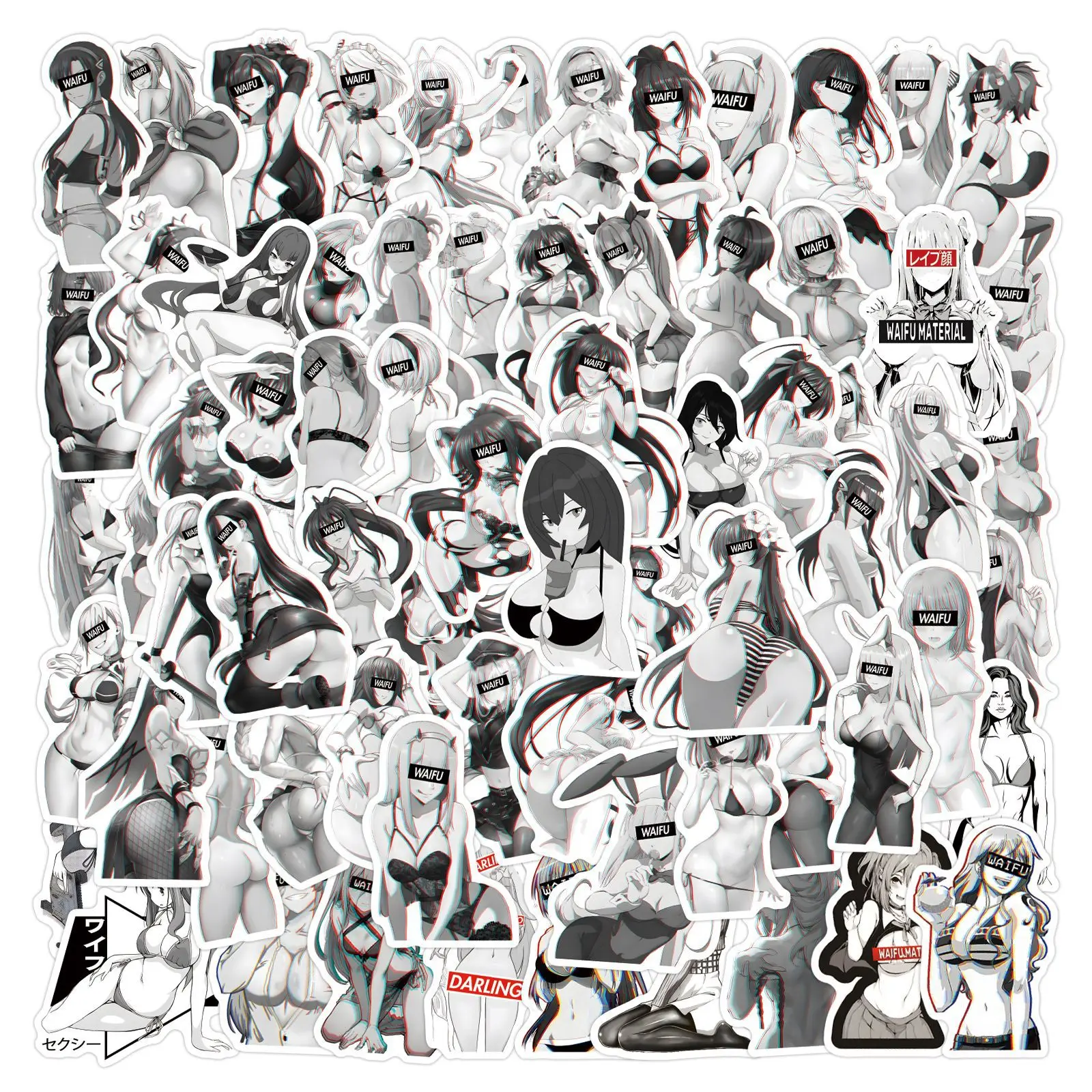 10/30/50/110PCS Sexy Hentai Waifu Cartoon Stickers Adult Anime Decals Car Motorcycle Luggage Laptop Waterproof Kawaii Sticker