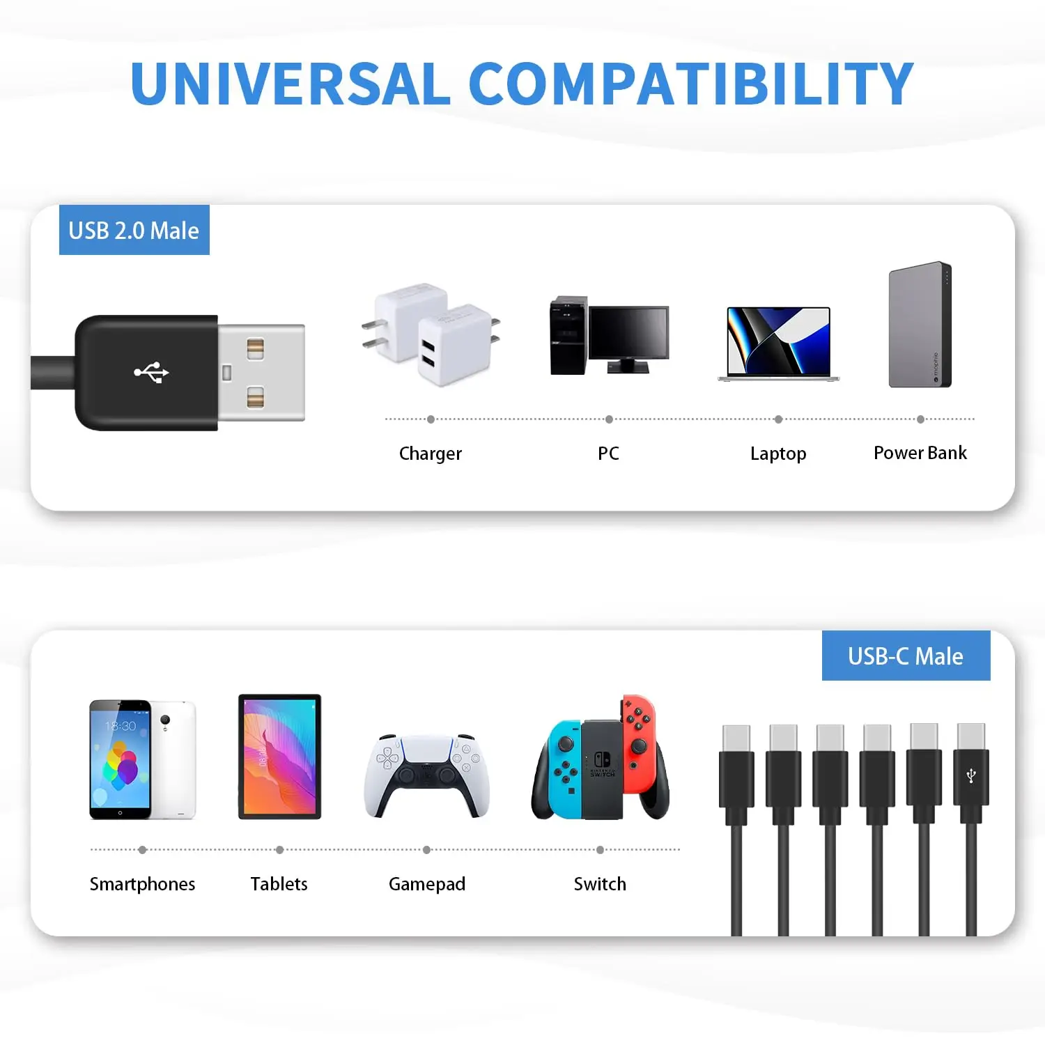 Type-C A 1 to 6 Port Type C USB C to USB Y Splitter Multiple Charging Date Cable Cord For Smartphone Tablet 0.5m 1.5m view 6