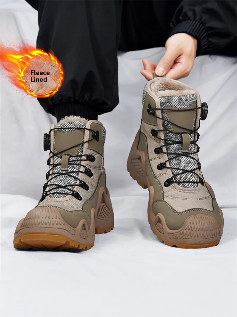 

Men's Winter Thickened Fleece Lined High Top Snow Boots Outdoor Climbing Sports Anti-slip Thick Bottom Cold Resistant Cotton ...