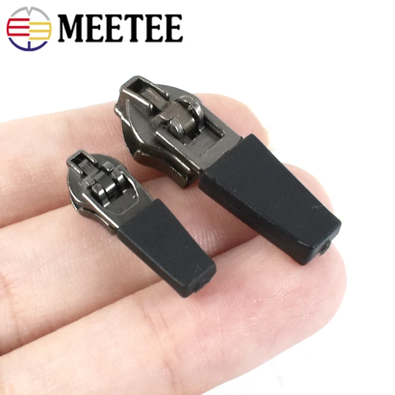 10Pcs Meetee 3# 5# Zipper Puller Slider for Waterproof Invisible Nylon Zippers Reverse Decorative Zip Head Sewing Accessories