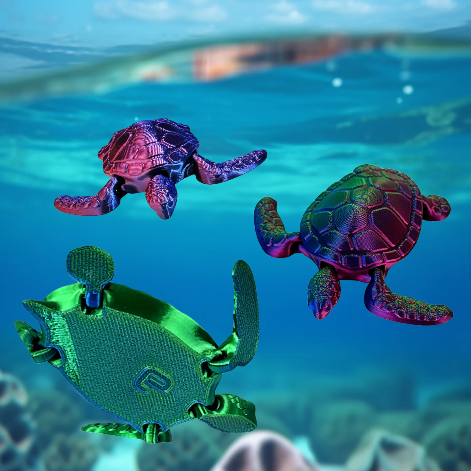 

Черепаха с 3D-печатью и подвижными суставами, креативная декомпрессионная игрушка, аквариум, пейзажное украшение и украшения.