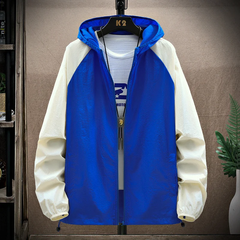 

UPF50+Sunscreen Clothes Patchwork Versatile Outwear Itraviolet-proof Outdoor Travel Hooded Windbreaker Summer Couple Sunscreen