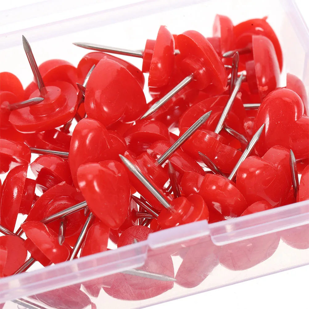 100 قطعة على شكل قلب Thumbtacks المعادن دفع دبوس المسامير لوحة الزخرفية دبابيس لطيف مكتب المدرسة المنزل نشرة الفلين لوازم