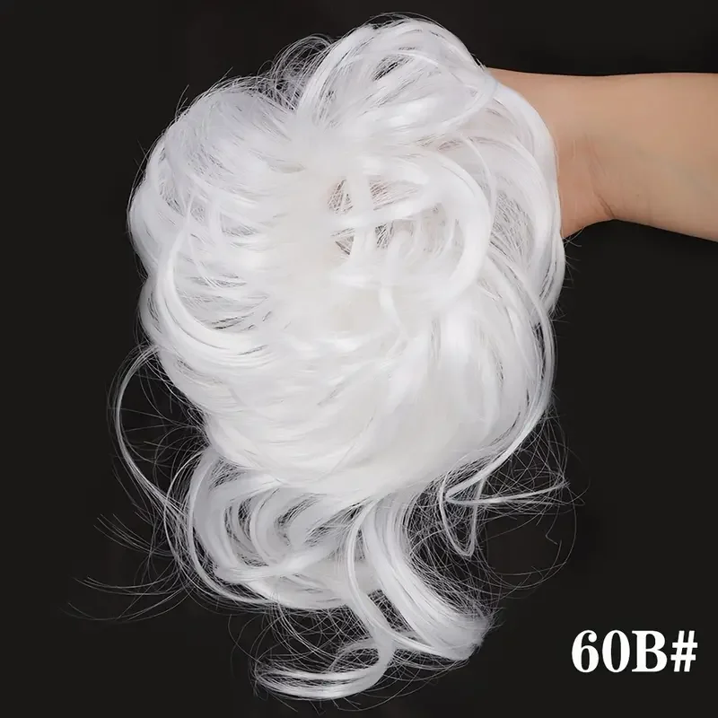 العصابات كعكة الشعر الاصطناعية فوضوي مجعد العقدة دونات أوبدو Scrunchies خصلات شعر وهمية للنساء وصلات شعر