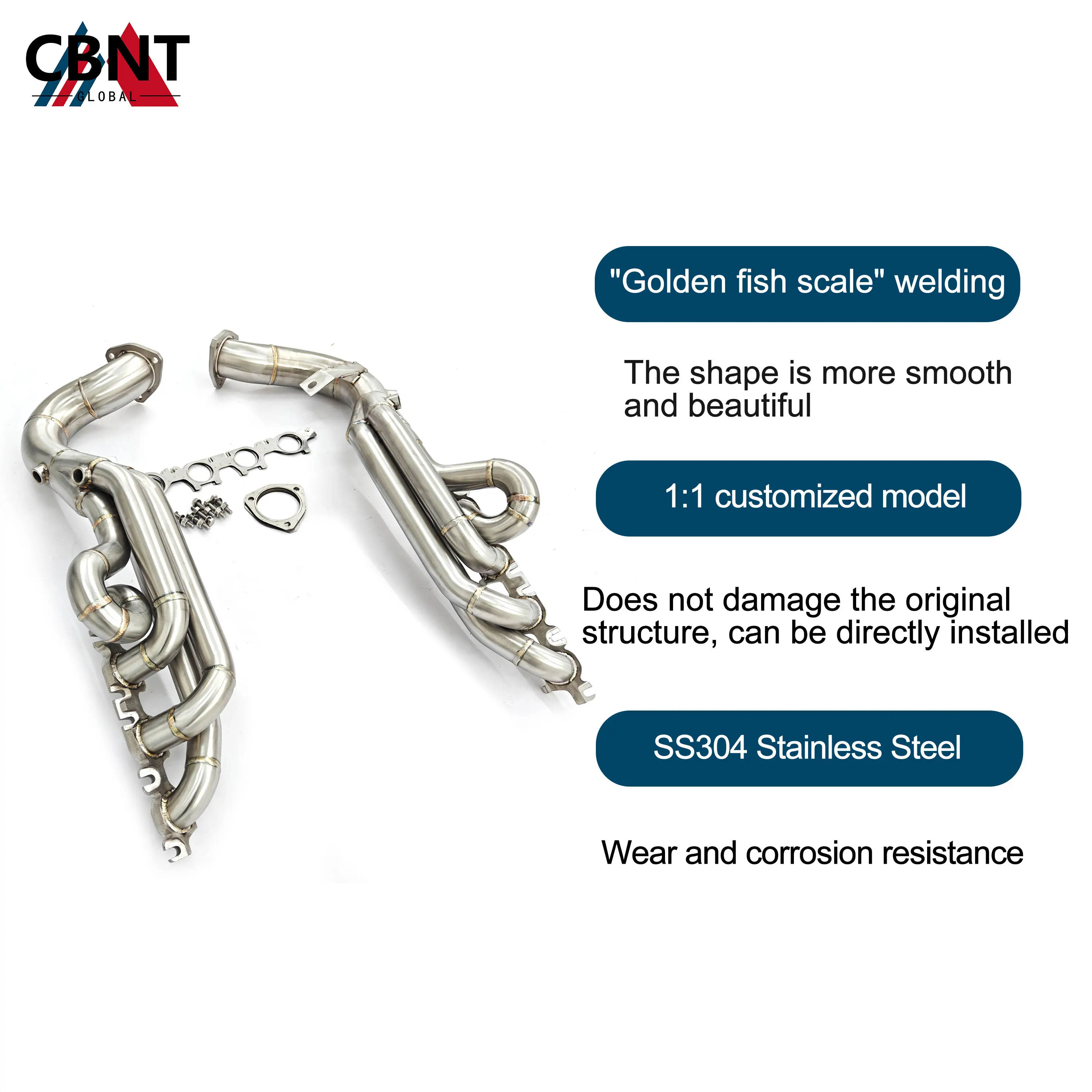 CBNT Exhaust Header for Audi RS4 RS5 B8 4.2L Manifolds Exhaust Straight Pipe Performance Ungrade Tuning Exhaust Systems