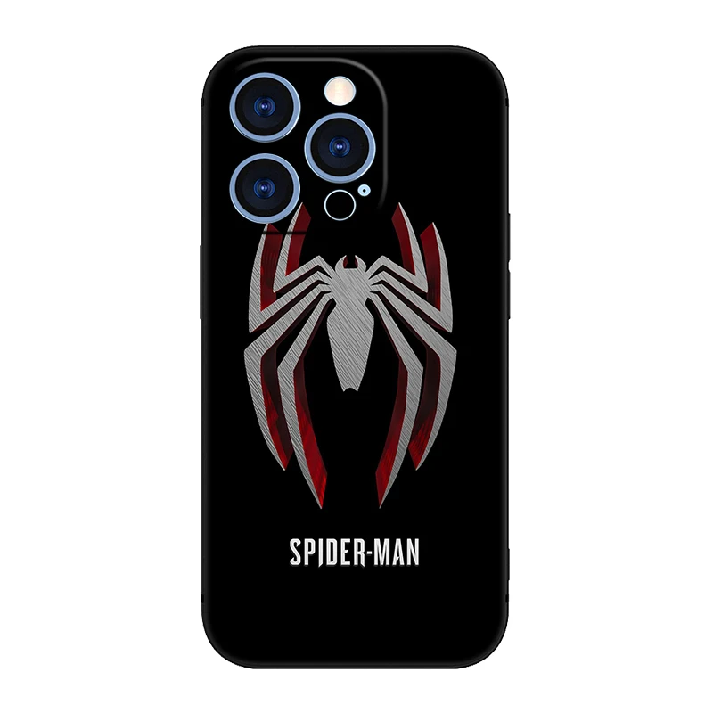 Custodia per telefono nera Marvel Spider Man per Apple iPhone 15 Pro Max 14 13 12 Pro Max Mini 11 Pro 7 8 Plus XR X XS SE 2020 2022 Cover