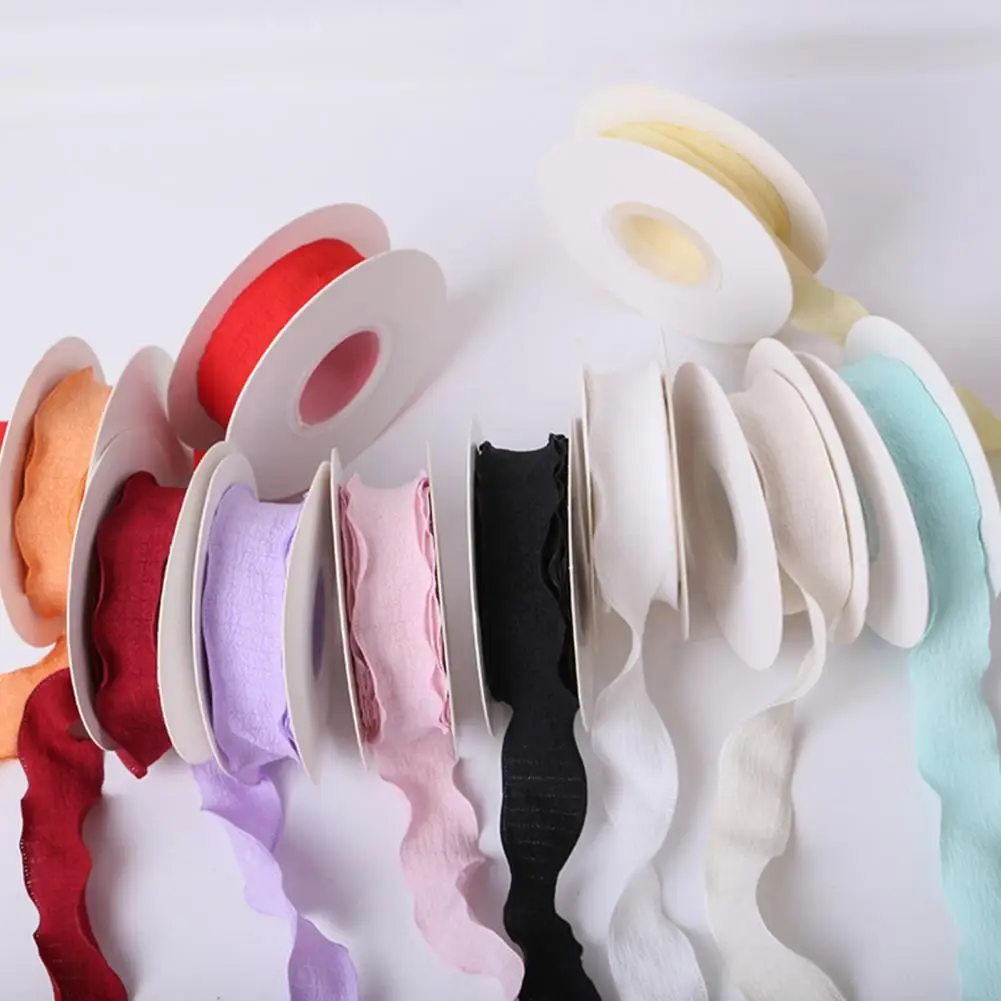 Decoration Ribbon Gift Wrapping Ribbon Solid Polyester Ruffle Edge Ribbon for Diy Sewing Gift Wrapping Bridal Bouquets Christmas